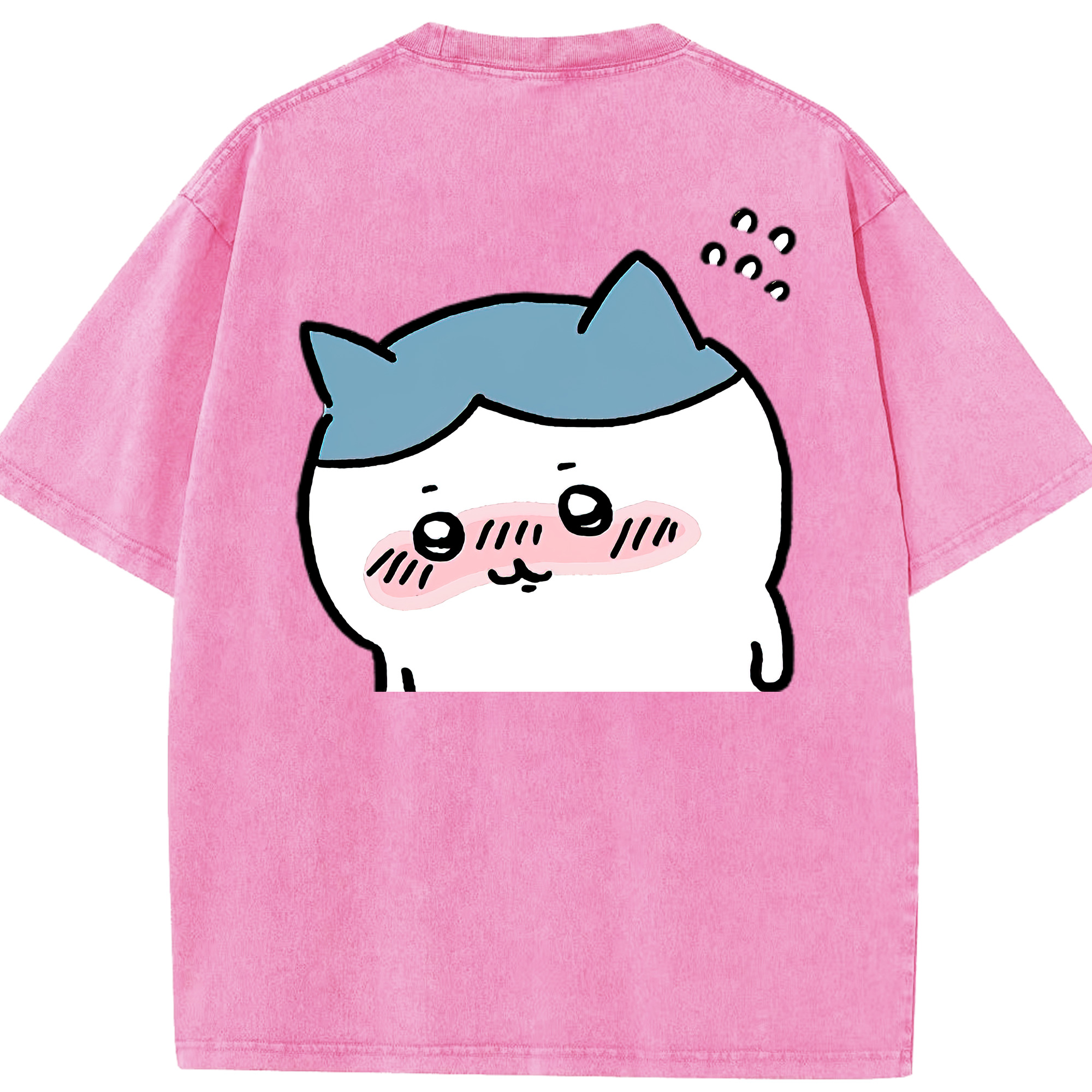 （画像用） ちいかわ ハチワレ Chii-kawa hachiware 綿100% ヴィンテージ風 半袖Tシャツ（背面プリント）